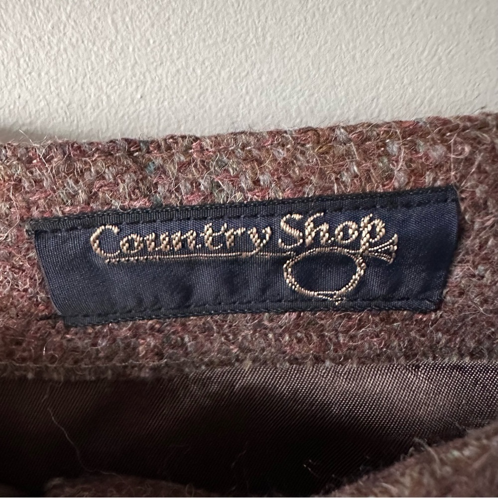 Vintage Midi Skirt Sz 14 Tweed Brown Button Front 70s 80s Academia Country Style - Picture 4 of 11